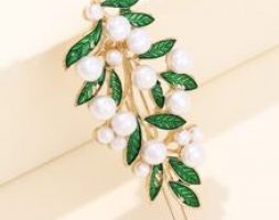 Faux Pearl & Leaf Decor Hair Clip