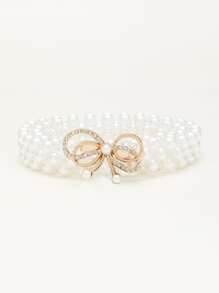 Faux Pearl & Rhinestone Decor Belt