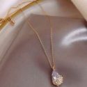 Faux Teardrop Crystal Charm Necklace