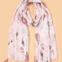 Feather Pattern Tassel Hem Scarf