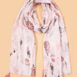 Feather Pattern Tassel Hem Scarf