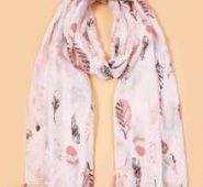 Feather Pattern Tassel Hem Scarf