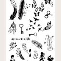 Feather & Butterfly Pattern Tattoo Sticker 1sheet