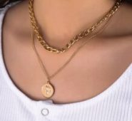 Figure Engraved Layered Chain Necklace