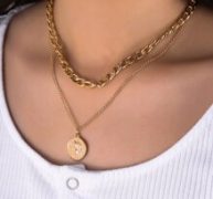 Figure Engraved Layered Chain Necklace
