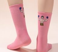 Figure Print Crew Socks