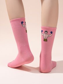 Figure Print Crew Socks