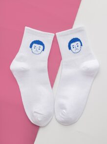 Figure Print Crew Socks