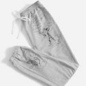 Figure Print Tie Front Sweatpants