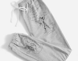 Figure Print Tie Front Sweatpants