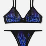 Fire Pattern Mesh Lingerie Set