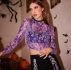 Fire Print Mesh Crop Top