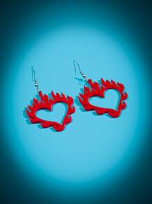 Flame Heart Drop Earrings