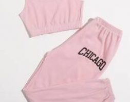 Flannel Crop Cami & Letter Pants