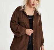 Flap Pocket Button Front Corduroy Blouse