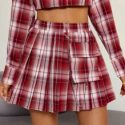 Flap Pocket Chain Detail Plaid Skirt