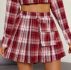Flap Pocket Chain Detail Plaid Skirt
