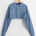 Flap Pocket Crop Corduroy Jacket