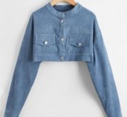 Flap Pocket Crop Corduroy Jacket