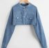 Flap Pocket Crop Corduroy Jacket