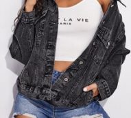 Flap Pocket Drop Shoulder Denim Jacket