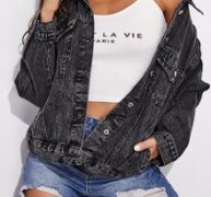 Flap Pocket Drop Shoulder Denim Jacket