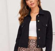 Flap Pocket Front Single Breasted Trucker Denim Jacket