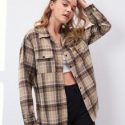 Flap-Pocket Plaid Boyfriend Shirt