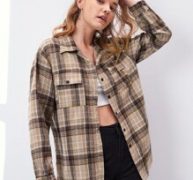Flap-Pocket Plaid Boyfriend Shirt