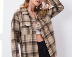 Flap-Pocket Plaid Boyfriend Shirt