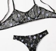 Floral Embroidered Mesh Lingerie Set