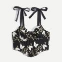 Floral Embroidery Tie Shoulder Cami