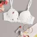 Floral Embroidery Underwire Bra