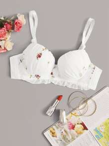 Floral Embroidery Underwire Bra