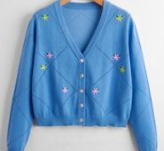 Floral Embroidery V-Neck Cardigan