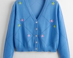 Floral Embroidery V-Neck Cardigan