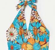 Floral Graphic Crop Halter Top