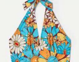 Floral Graphic Crop Halter Top