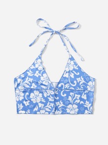 Floral Graphic Crop Halter Top