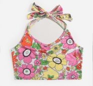 Floral Graphic Crop Halter Top