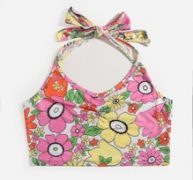 Floral Graphic Crop Halter Top