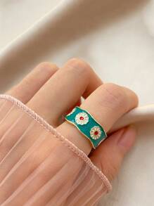 Floral Graphic Cuff Ring