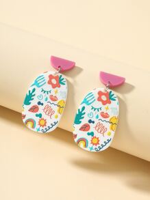 Floral Graphic Drop Earrings