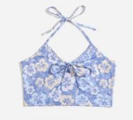Floral Graphic Knot Halter Top