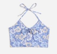 Floral Graphic Knot Halter Top