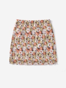 Floral Graphic Mesh Skirt