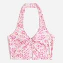 Floral Graphic Ring Decor Halter Top