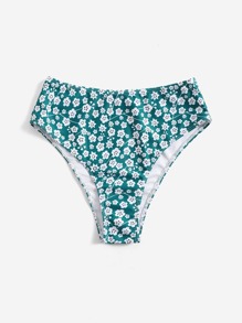 Floral High Waisted Bikini Bottom