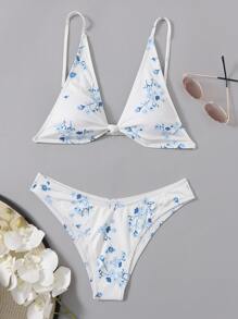 Floral Knot Decor Bikini Swimsuit