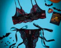 Floral Lace Bow Decor Lingerie Set